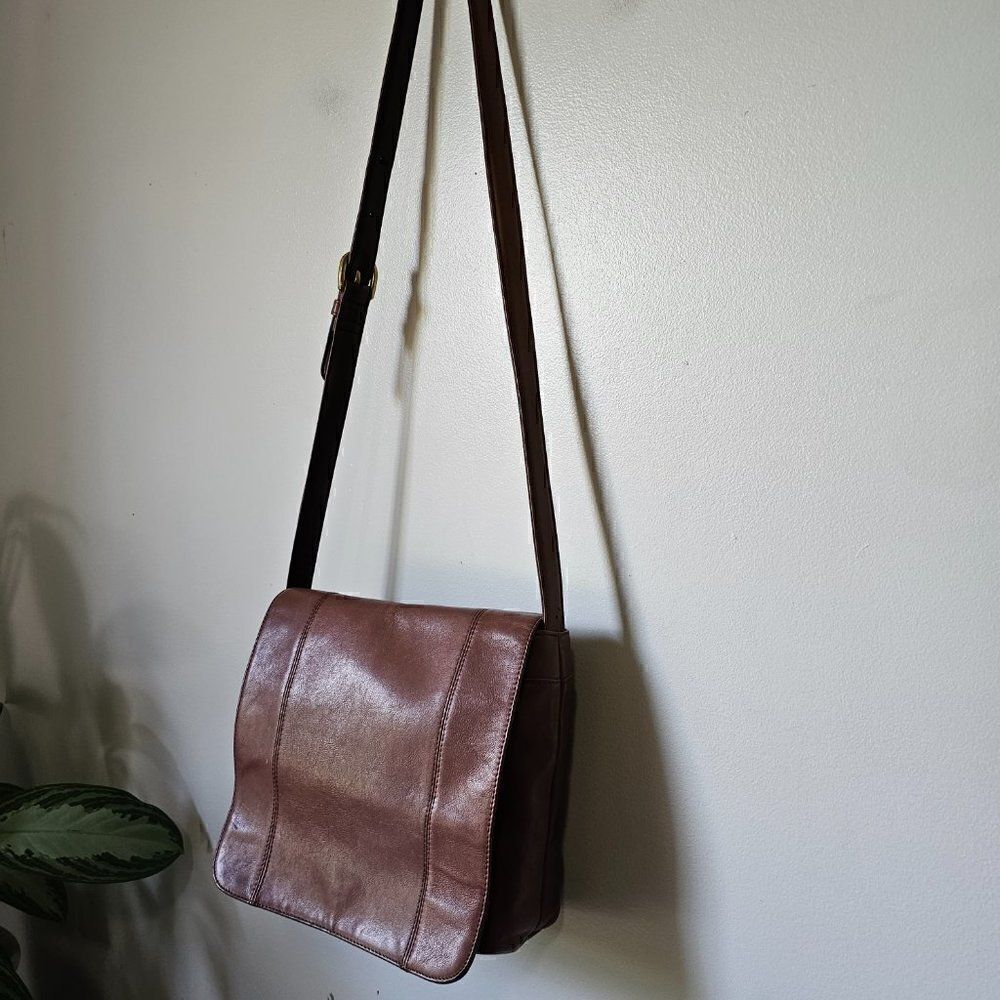 EUC NINE WEST BROWN LEATHER CROSSBODY BAG MEDIUM - Picture 8 of 16